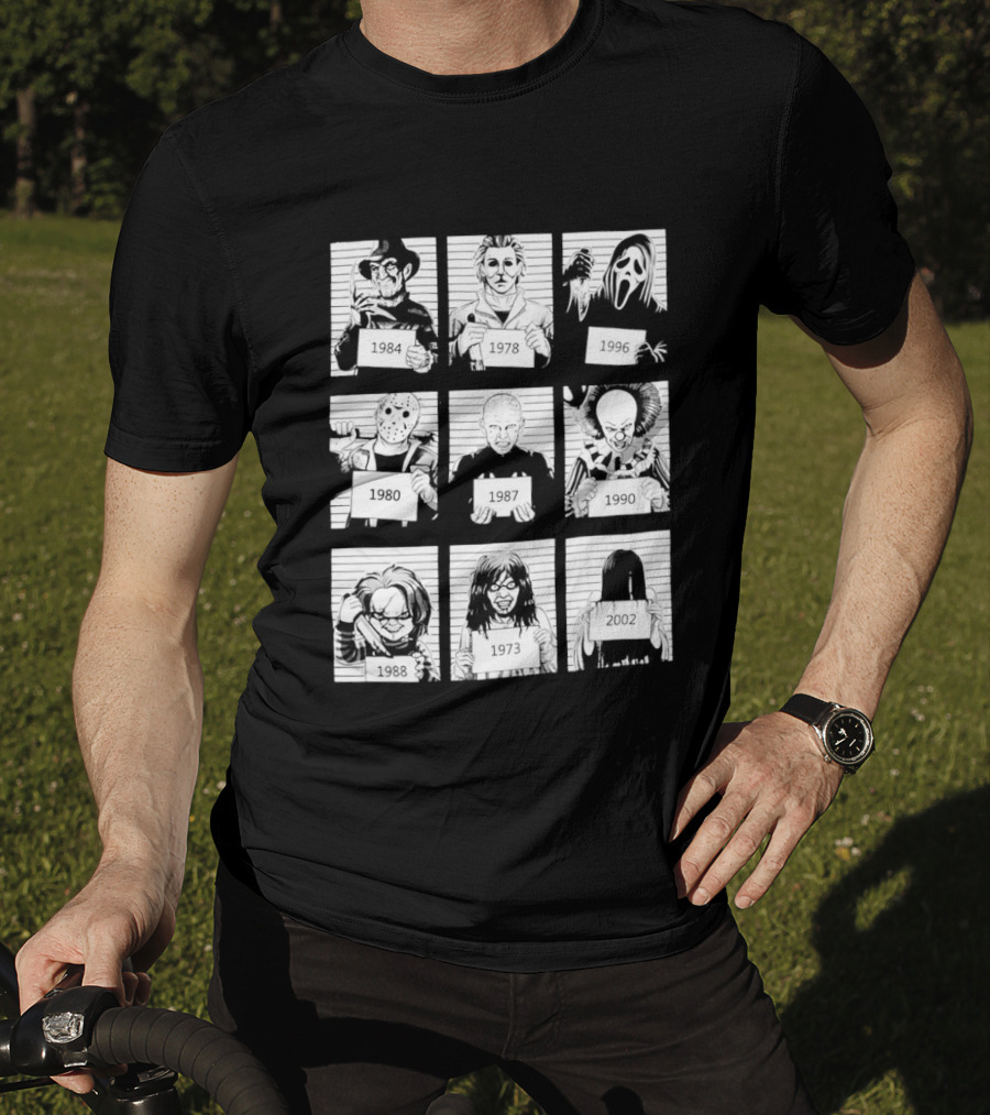 Horror Movie Villain Shot Infamous Characters Collage T-Shirt