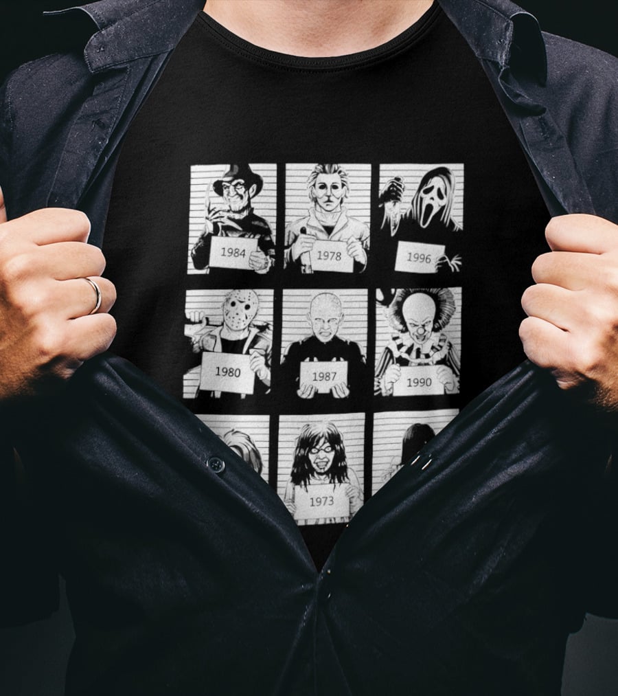 Horror Movie Villain Shot Infamous Characters Collage T-Shirt