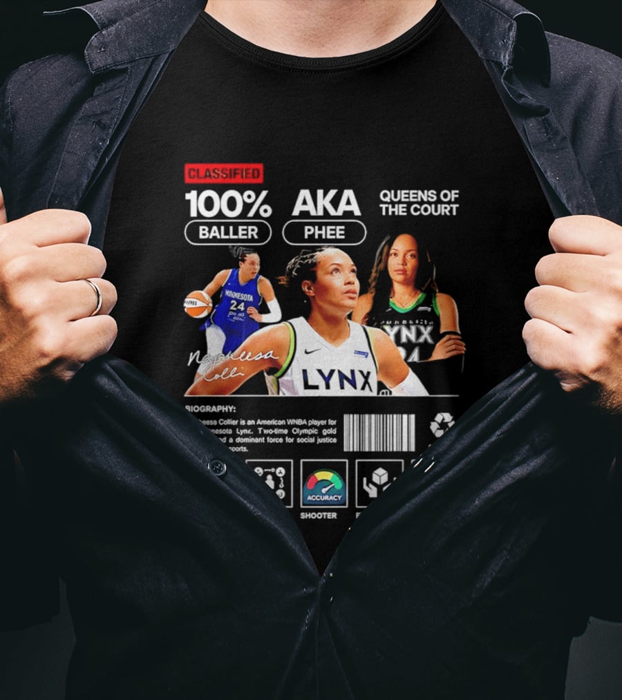 Napheesa Collier Minnesota Lynx 100% Baller AKA Phee Queens Of The Court T-Shirt