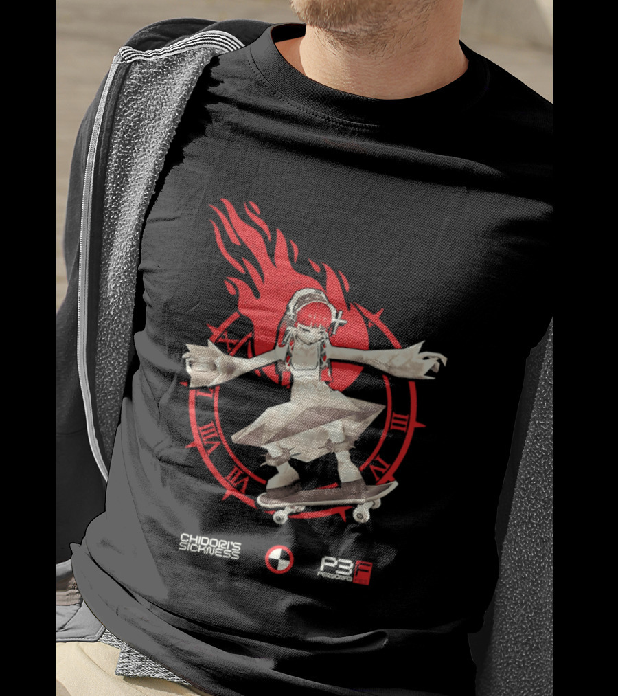 Chidoris Sickness Persona3 Fes P3F Flame Skater T-Shirt
