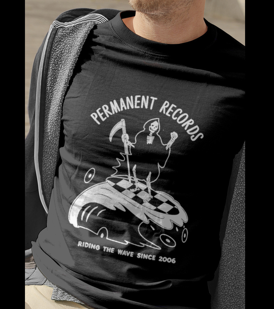 Permanent Records Grim Reaper Riding The Wave Since 2006 T-Shirt