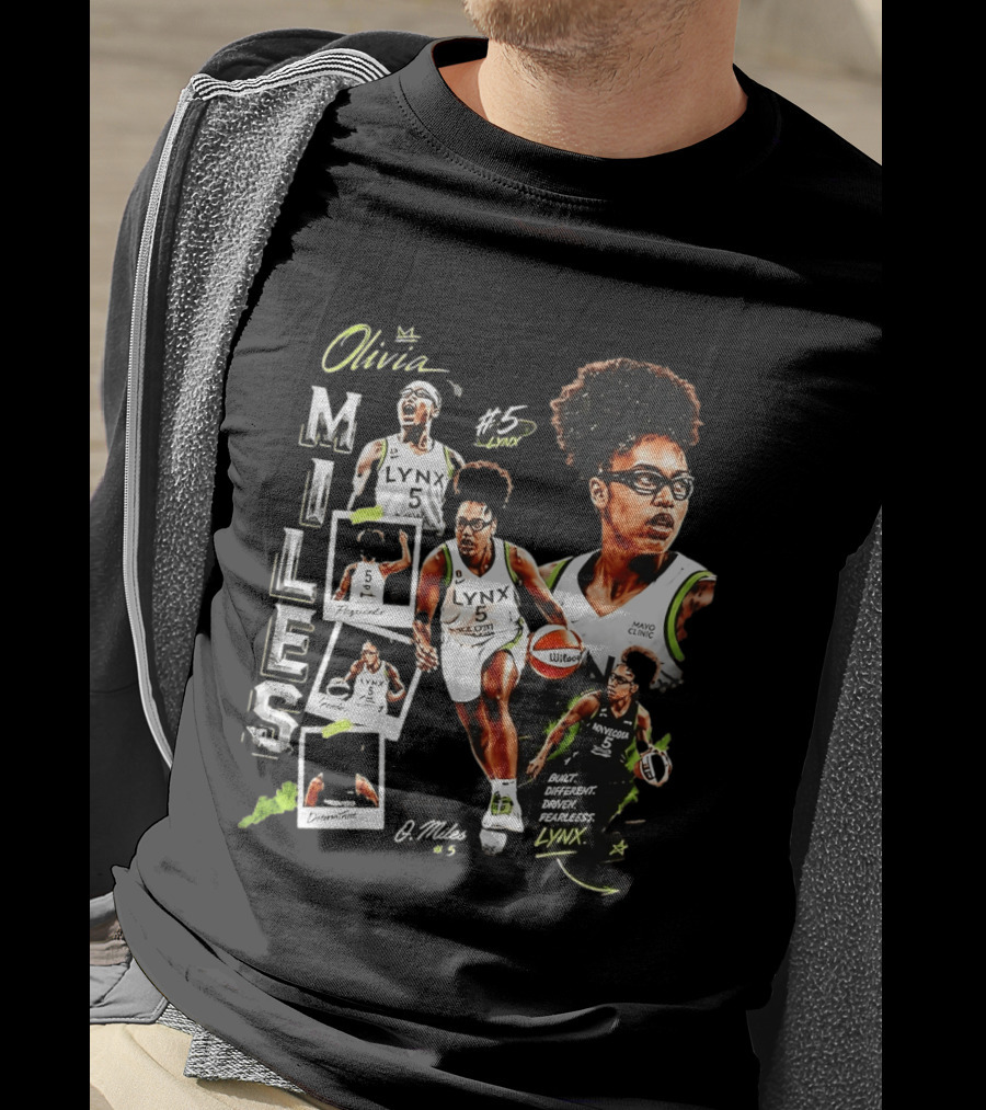 Olivia Miles No 5 Minnesota Lynx Fearless Driven Determined T-Shirt