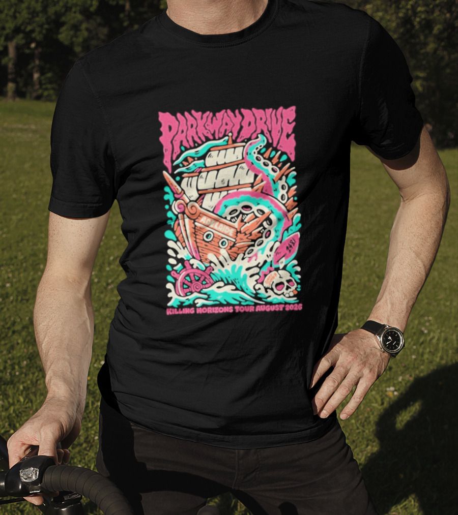 Parkway Drive Killing Horizons Tour Adelaide August 2026 Ship And Tentacle T-Shirt