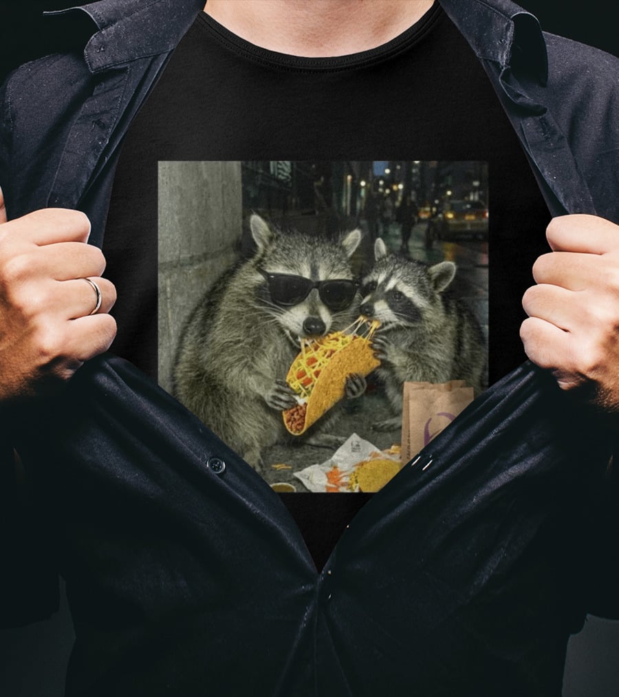 Taco Bell Raccoons Enjoying A Tasty Street Taco Night T-Shirt