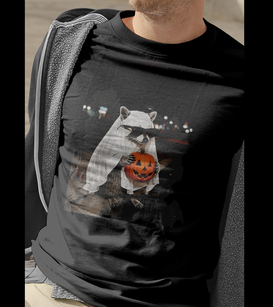 Raccoon Ghost Trick Or Treat Spooky Season Halloween T-Shirt