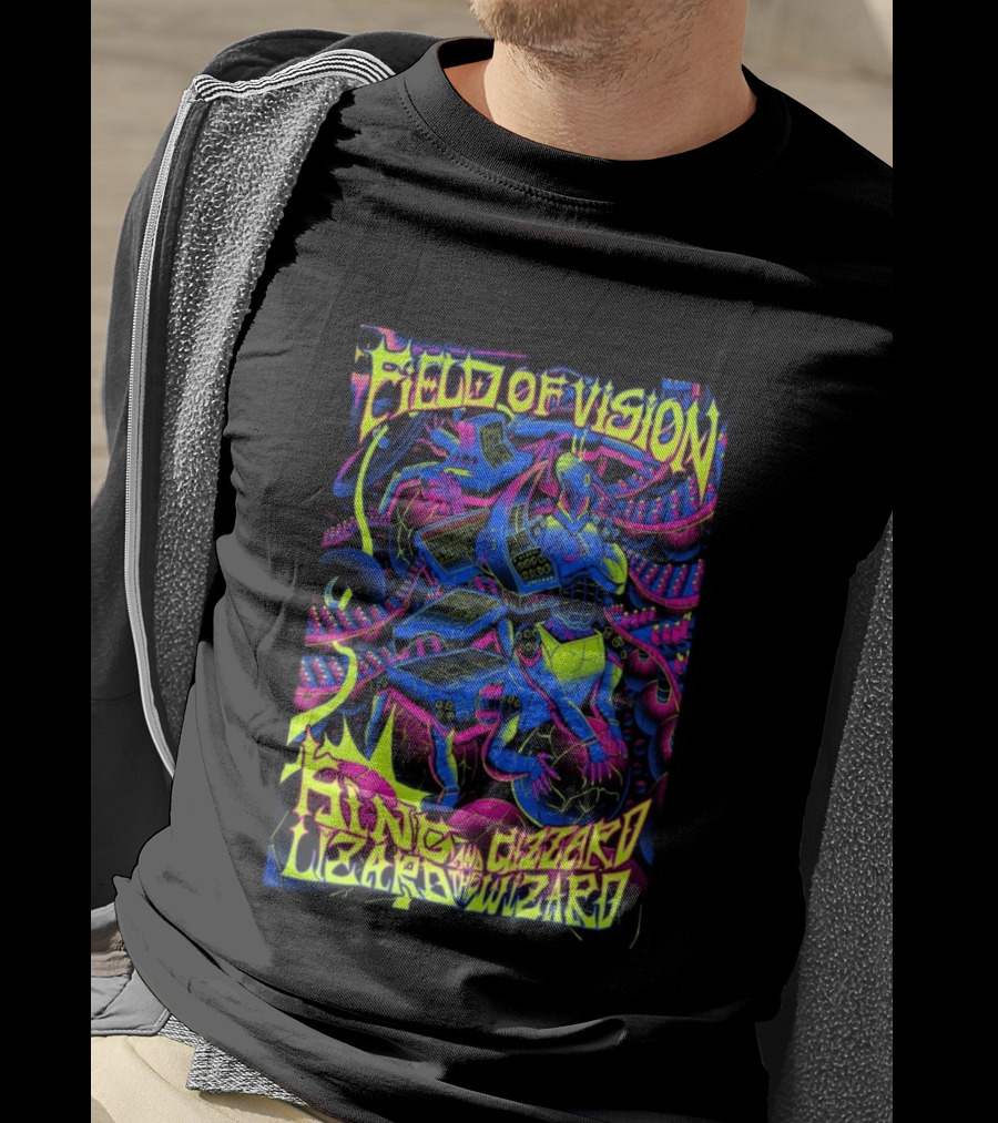 King Gizzard And The Lizard Wizard 2026 Field Of Vision Neon Psychedelic Robot T-Shirt