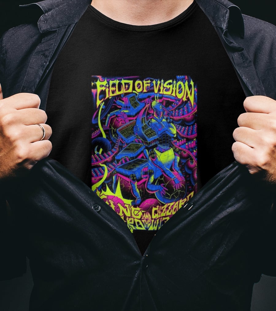 King Gizzard And The Lizard Wizard 2026 Field Of Vision Neon Psychedelic Robot T-Shirt