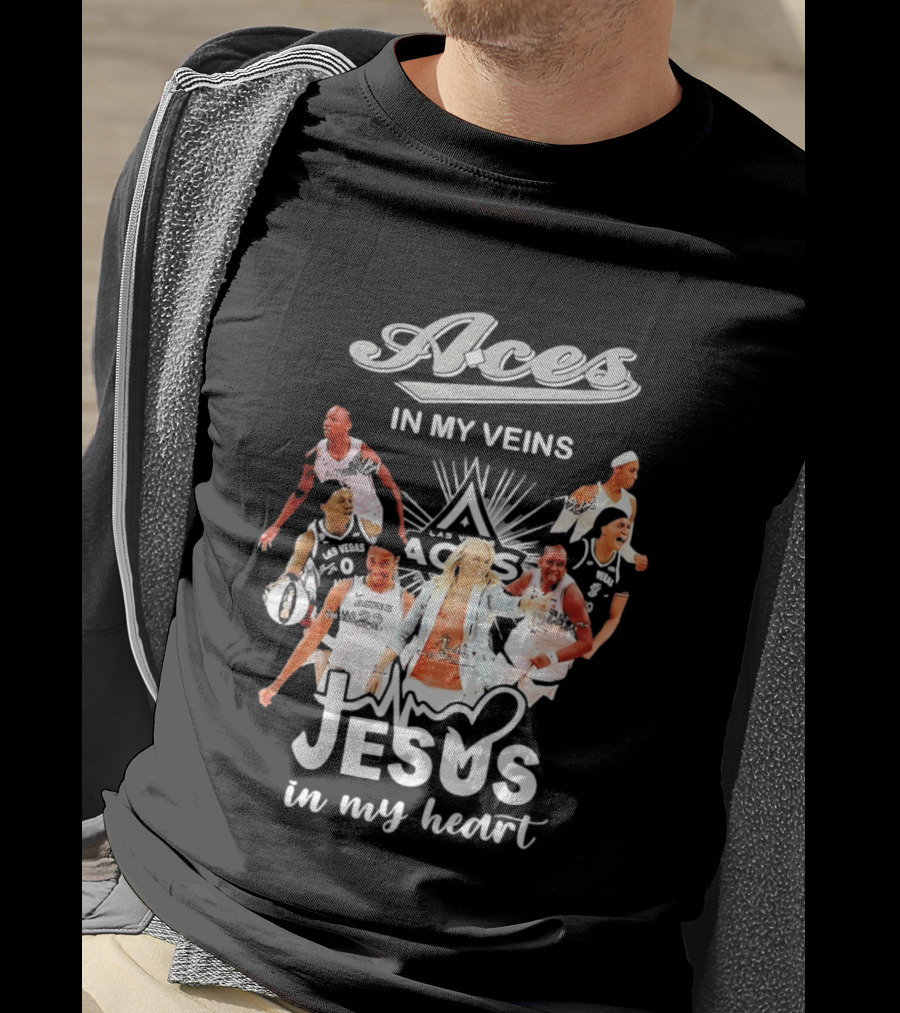 Las Vegas Aces In My Veins Jesus In My Heart WNBA 2026 T-Shirt