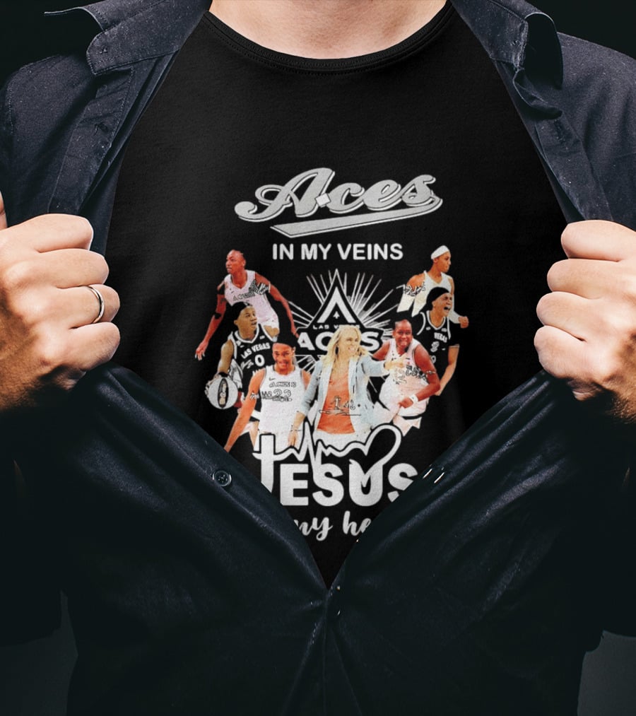 Las Vegas Aces In My Veins Jesus In My Heart WNBA 2026 T-Shirt