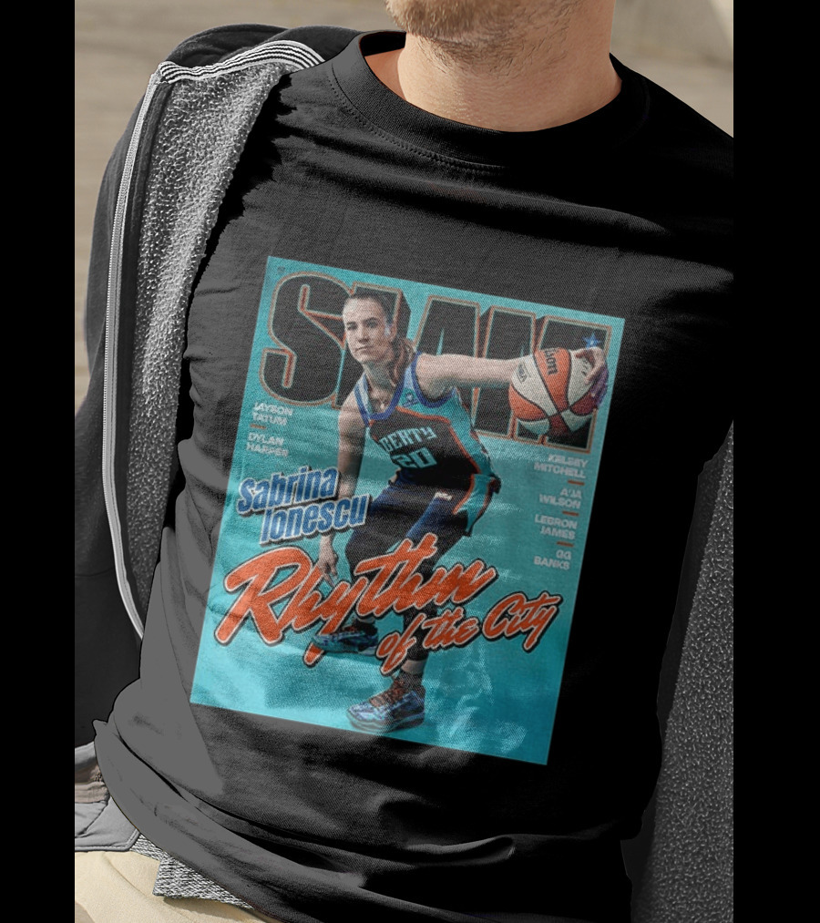 Slam Cover 264 Sabrina Ionescu Rhythm Of The City Liberty Basketball T-Shirt