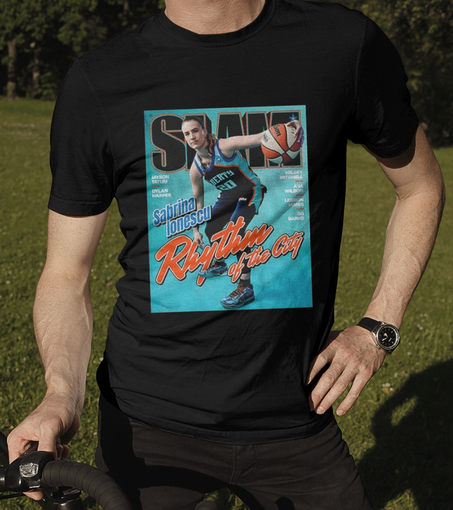 Slam Cover 264 Sabrina Ionescu Rhythm Of The City Liberty Basketball T-Shirt