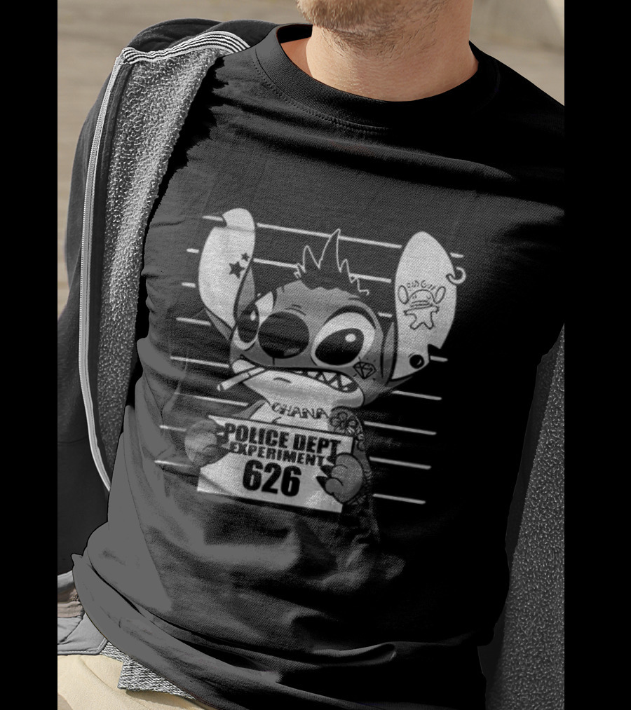 Bad Guy Experiment 626 Police Dept Shot Stitch T-Shirt