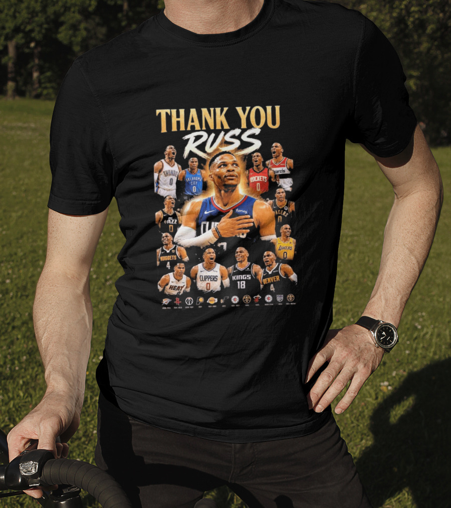 Thank You Russ Oklahoma City Thunder Clippers Lakers Nuggets Rockets Wizards Teams T-Shirt