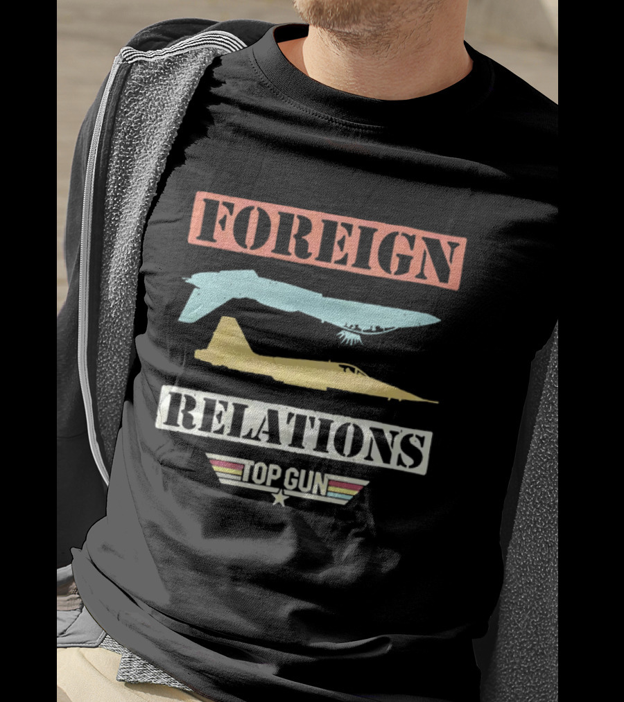 Top Gun Foreign Relations Fighter Jets Distressed Vintage Look T-Shirt
