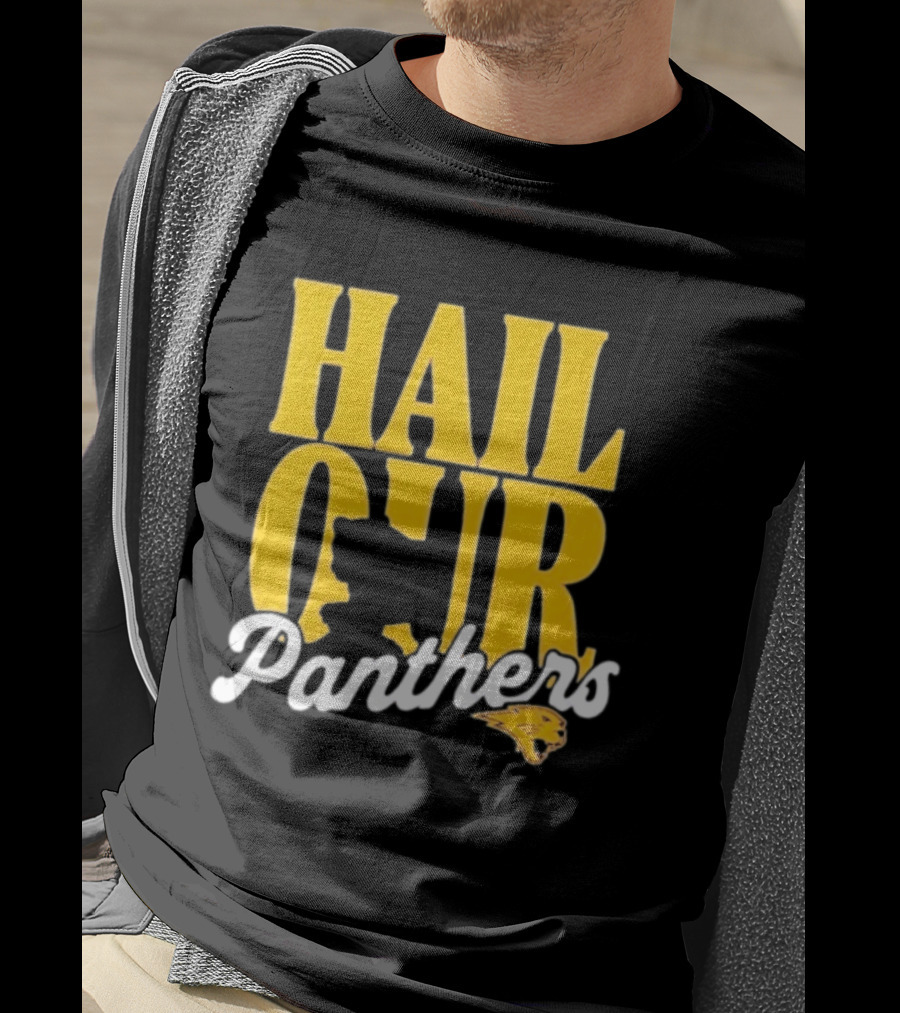 Hail Our Panthers Yellow Text With Panther Head T-Shirt