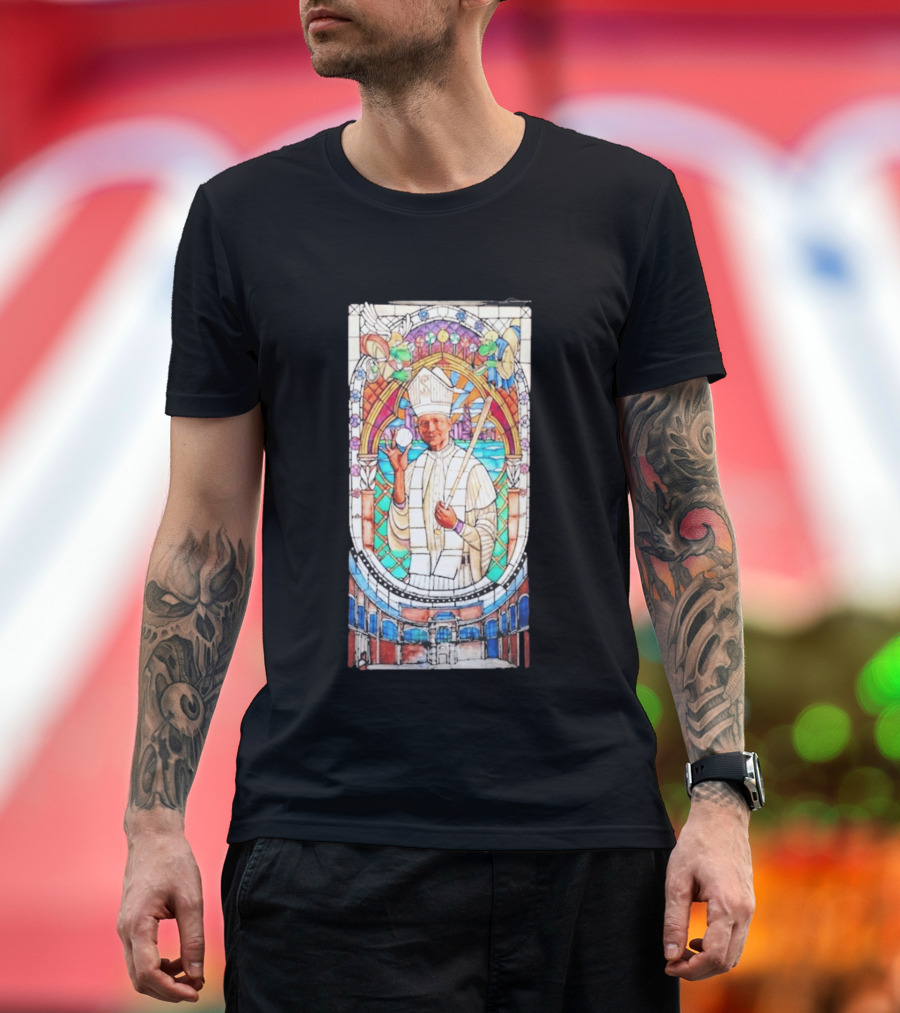 White Sox Pope Hat Stained Glass Painting T-Shirt