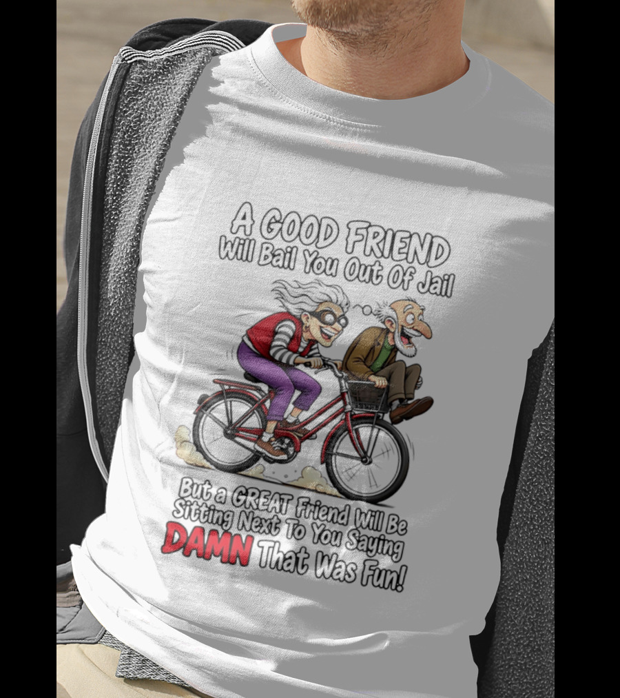 A Good Friend Will Bail You Out Of Jail Great Friend Sitting Next To You Saying Damn That Was Fun T-Shirt