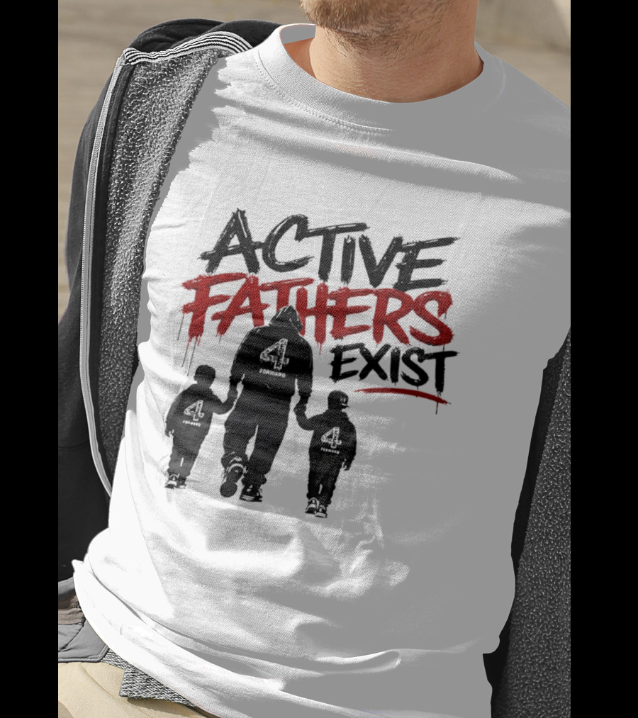 Active Fathers Exist Man Two Boys Walking Holding Hands T-Shirt