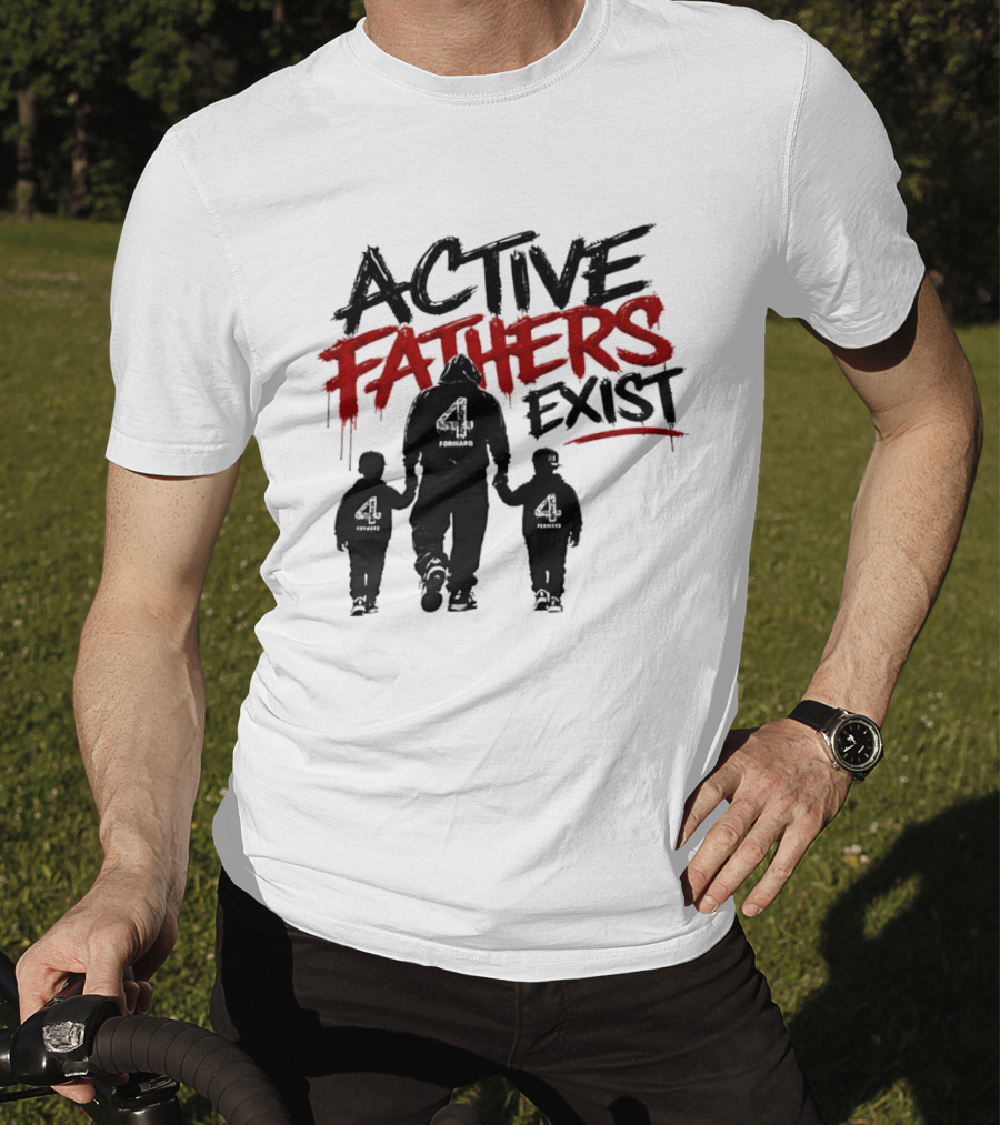 Active Fathers Exist Man Two Boys Walking Holding Hands T-Shirt