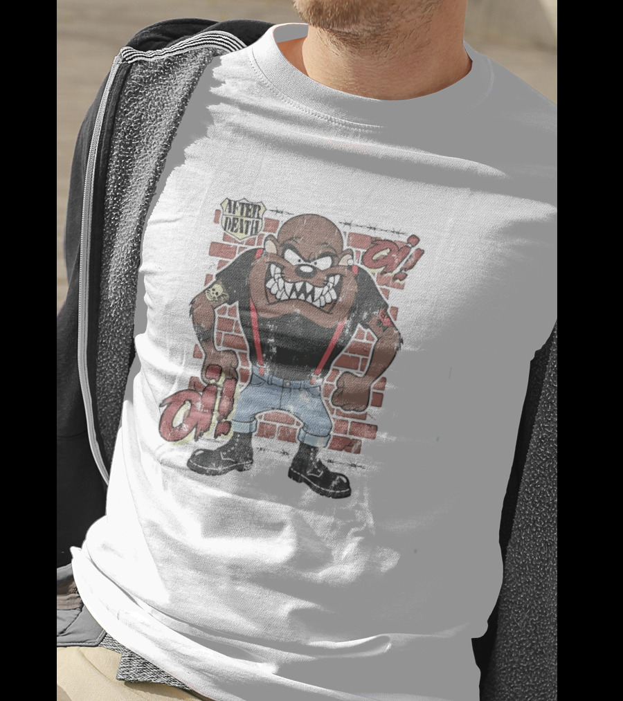 After Death Oi Distressed Skinhead Taz Suspenders Brick Wall T-Shirt
