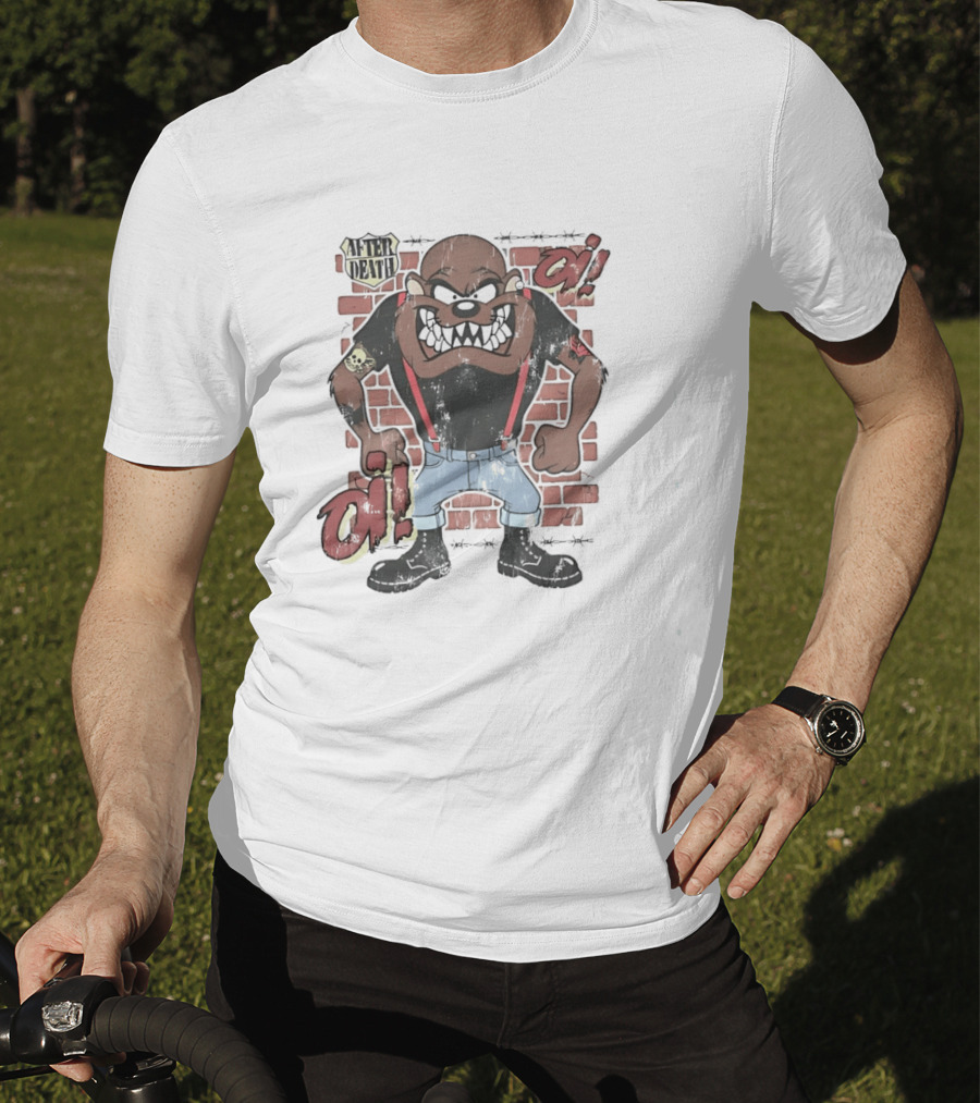 After Death Oi Distressed Skinhead Taz Suspenders Brick Wall T-Shirt