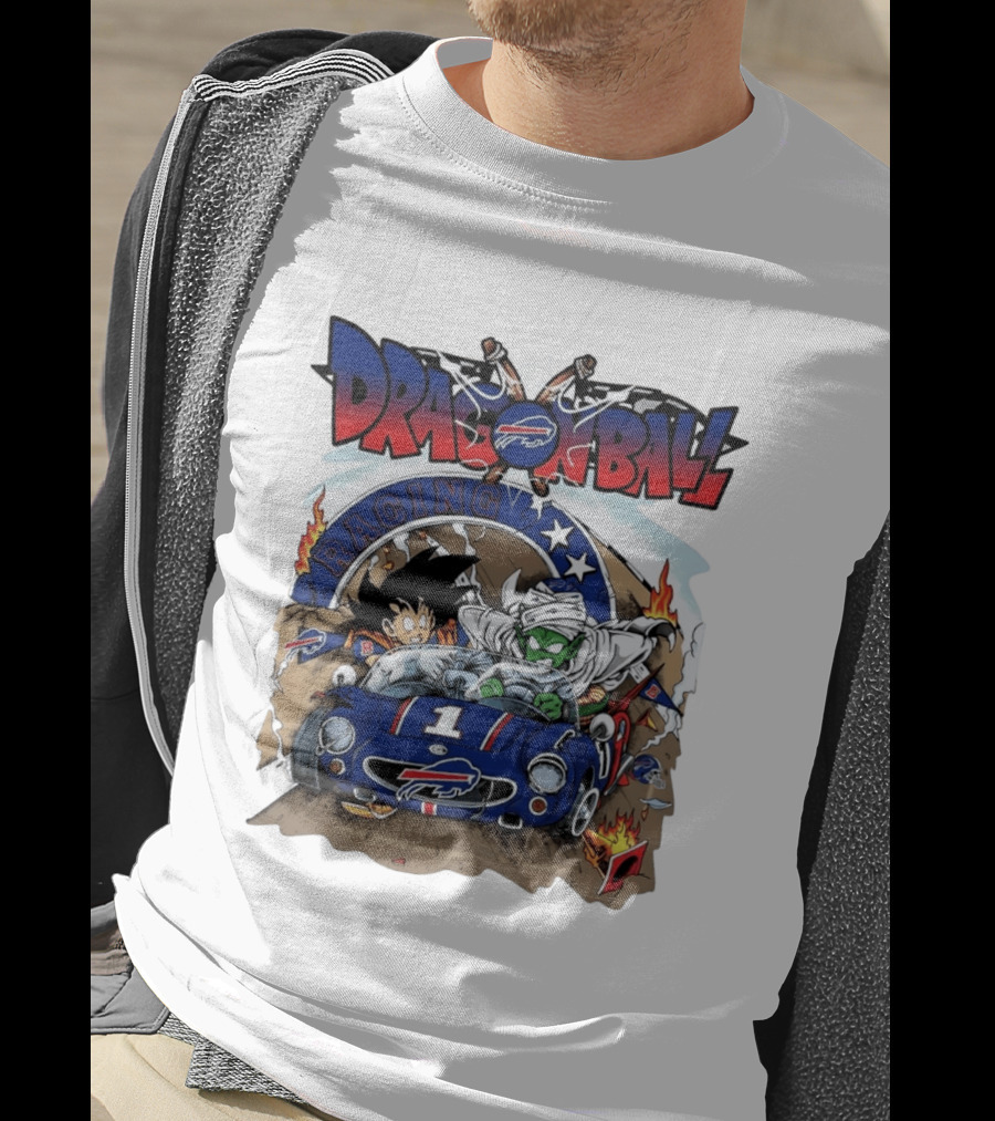 Buffalo Bills Dragon Ball Racing Goku Piccolo Driving Blue Car T-Shirt