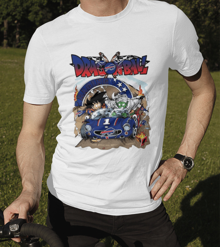 Buffalo Bills Dragon Ball Racing Goku Piccolo Driving Blue Car T-Shirt