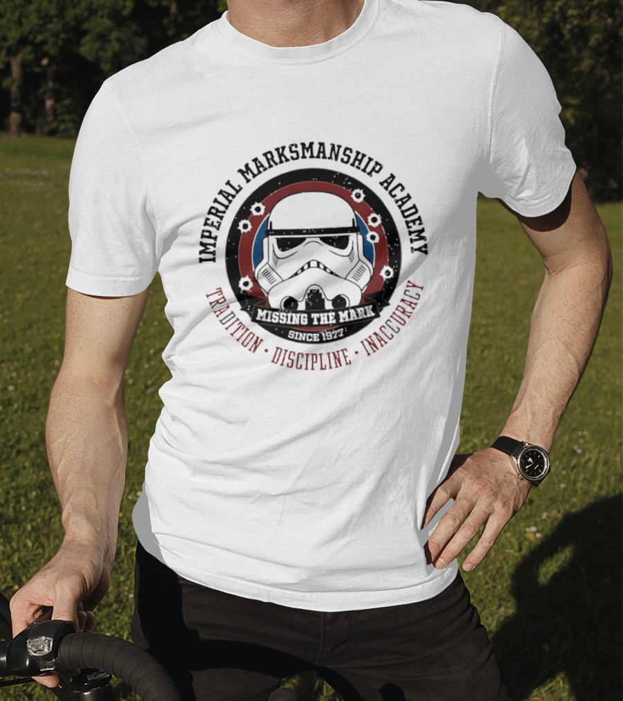 Imperial Marksmanship Academy Missing The Mark Since 1977 Tradition Discipline Inaccuracy Trooper Mask T-Shirt