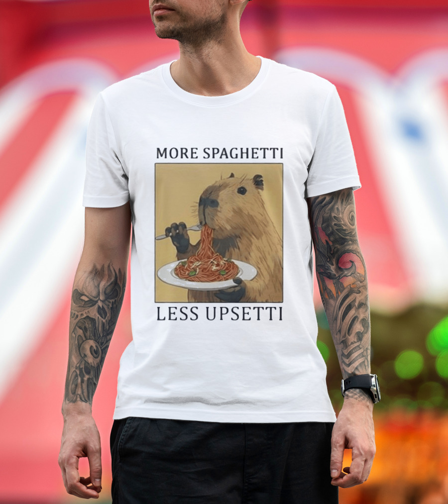 Capybara Eating Spaghetti More Spaghetti Less Upsetti T-Shirt