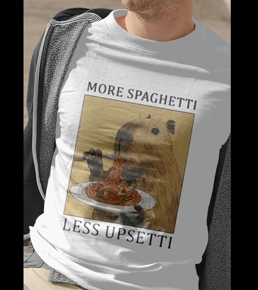 Capybara Eating Spaghetti More Spaghetti Less Upsetti T-Shirt
