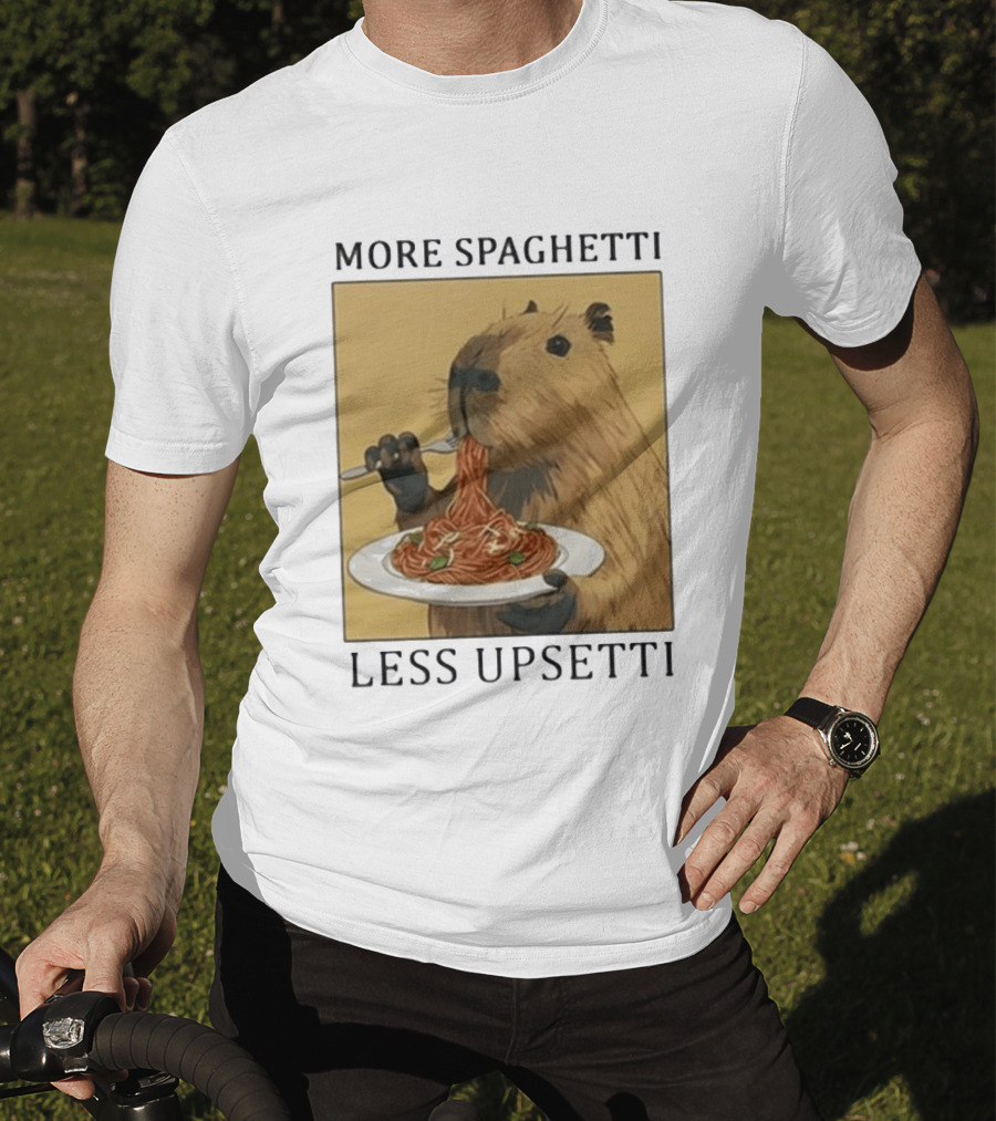 Capybara Eating Spaghetti More Spaghetti Less Upsetti T-Shirt