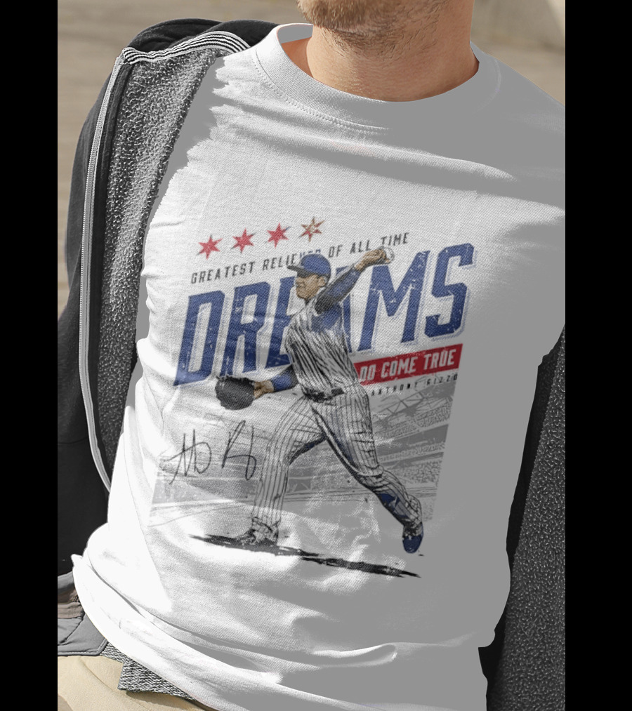 Chicago Cubs Greatest Reliever Of All Time Dreams Do Come True Anthony Rizzo Pitching Stadium Halftone T-Shirt