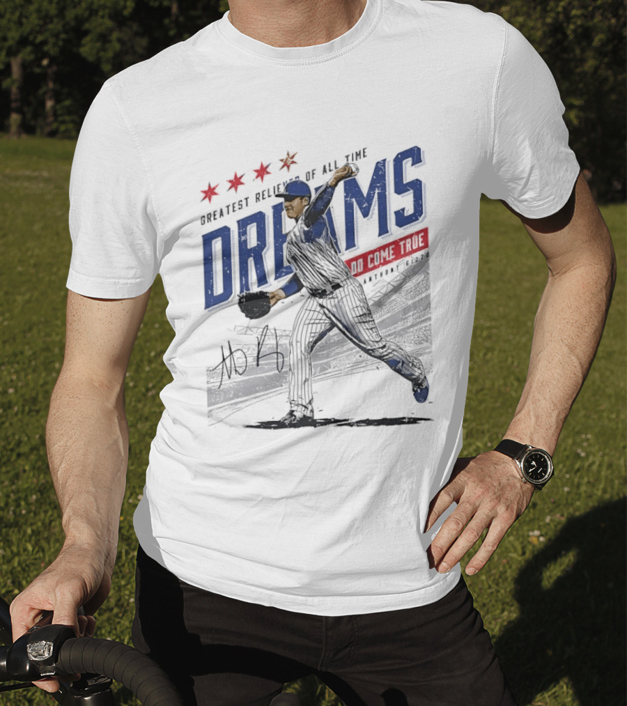 Chicago Cubs Greatest Reliever Of All Time Dreams Do Come True Anthony Rizzo Pitching Stadium Halftone T-Shirt