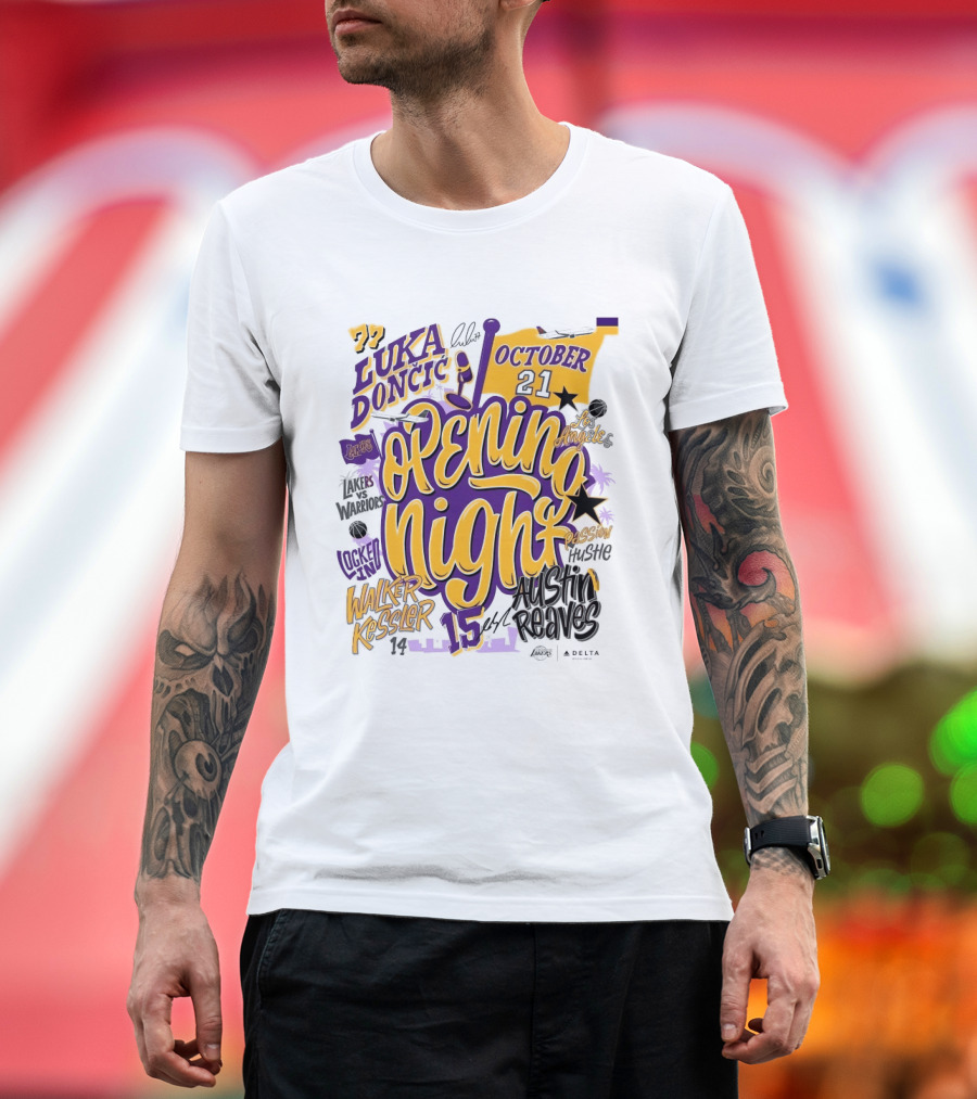Los Angeles Lakers Luka Doncic Opening Night October 21 Walker Kessler Austin Reaves T-Shirt