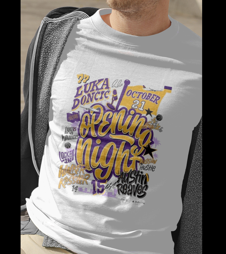 Los Angeles Lakers Luka Doncic Opening Night October 21 Walker Kessler Austin Reaves T-Shirt