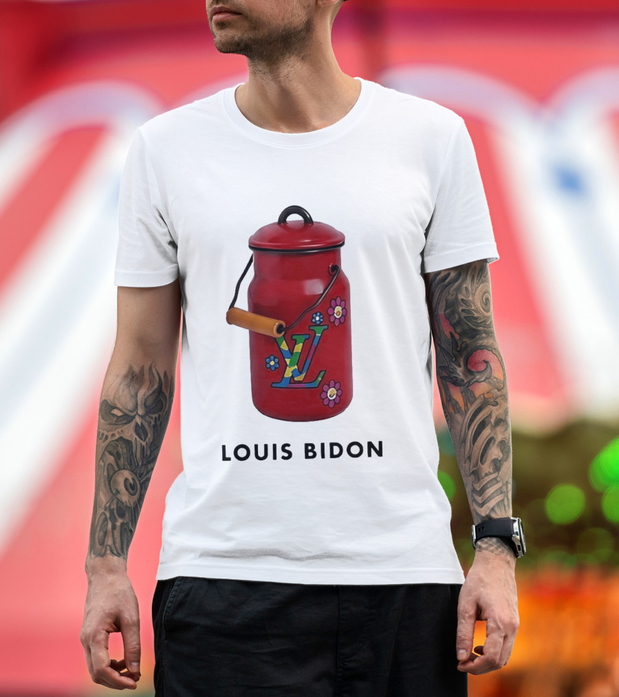 Louis Bidon Milk Jug Red Enamel Rainbow Monogram Flowers T-Shirt