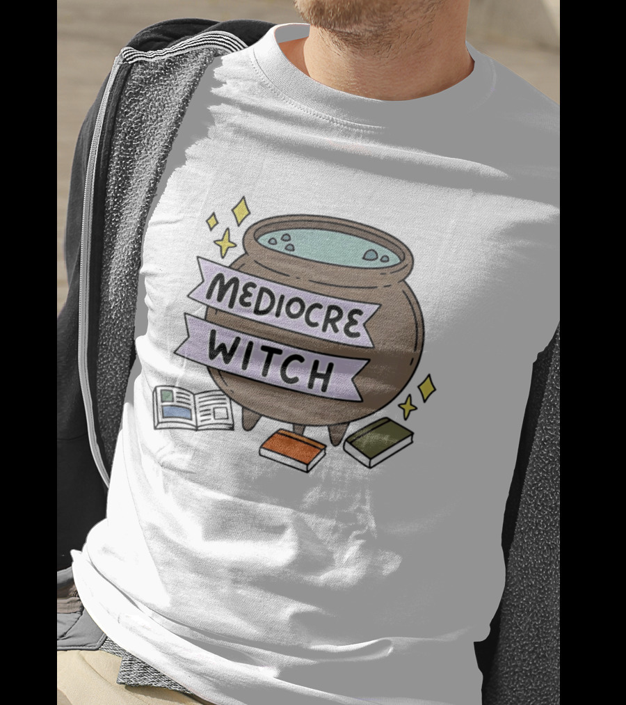 Mediocre Witch Magic Cauldron With Book And Sparkles T-Shirt