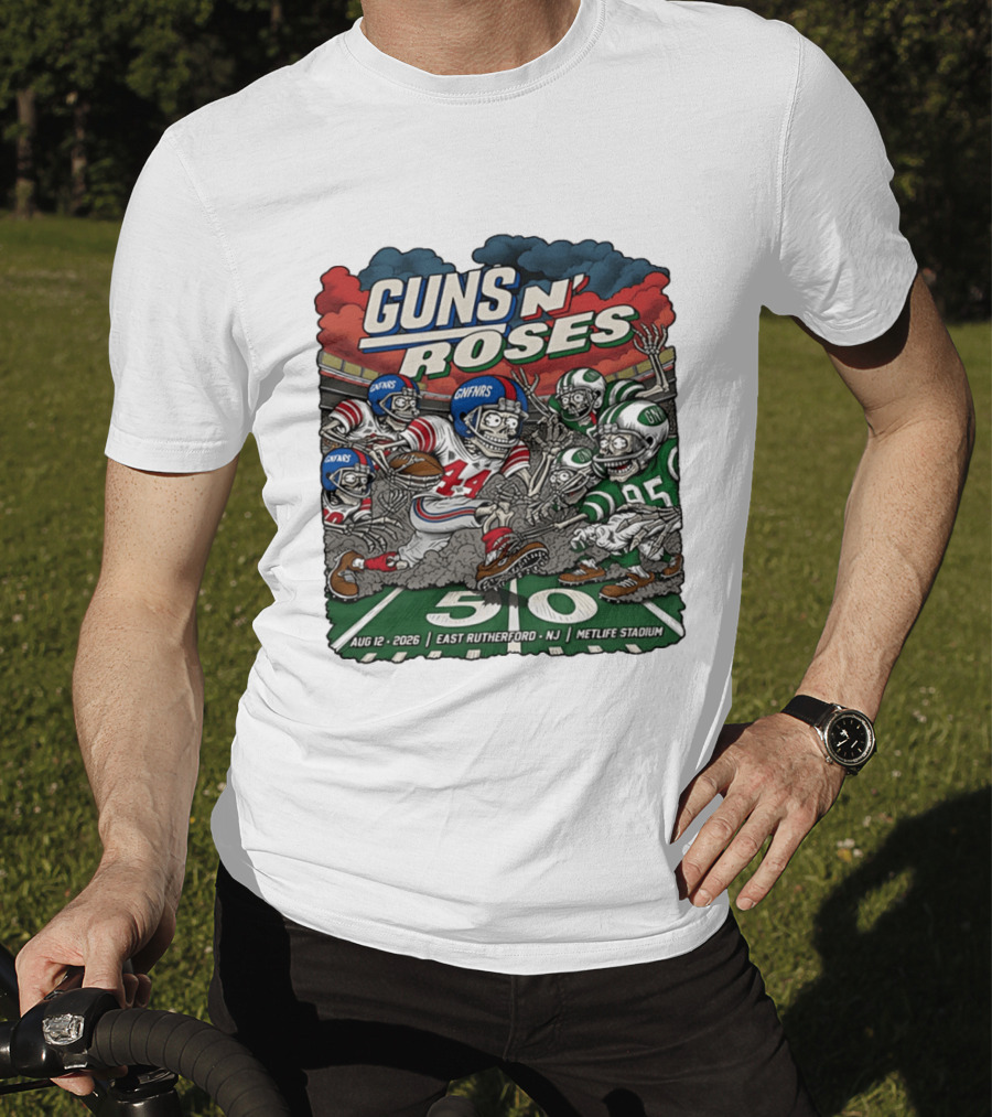 Guns N' Roses MetLife Stadium East Rutherford NJ August 12 2026 Football Skeletons T-Shirt