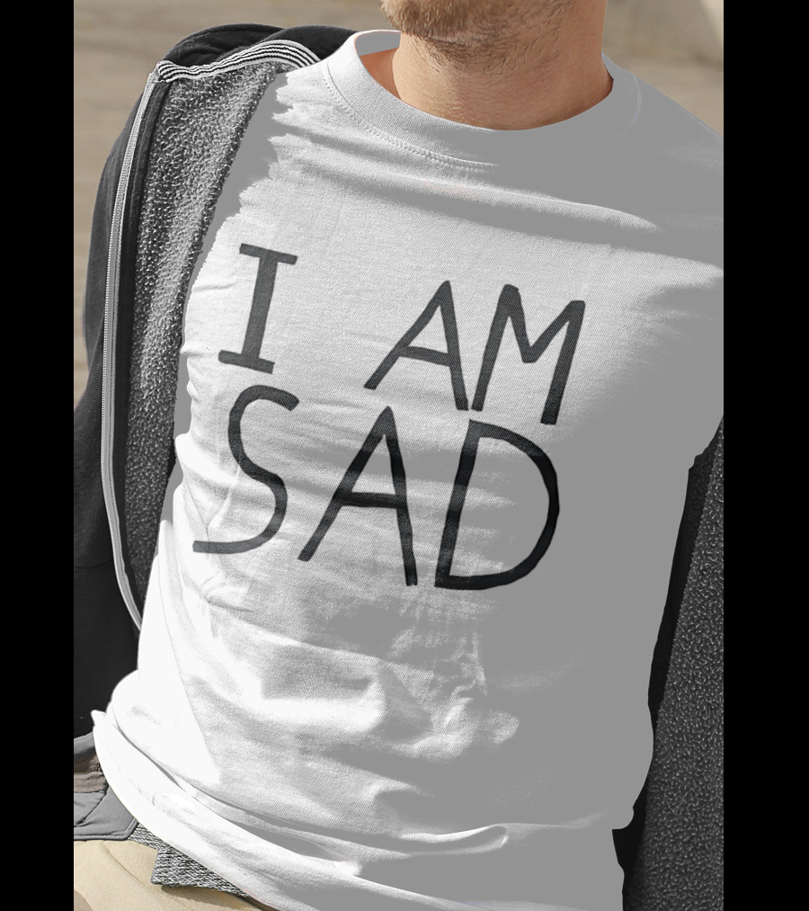 I Am Sad Minimalist Black Handwritten Marker Lettering T-Shirt