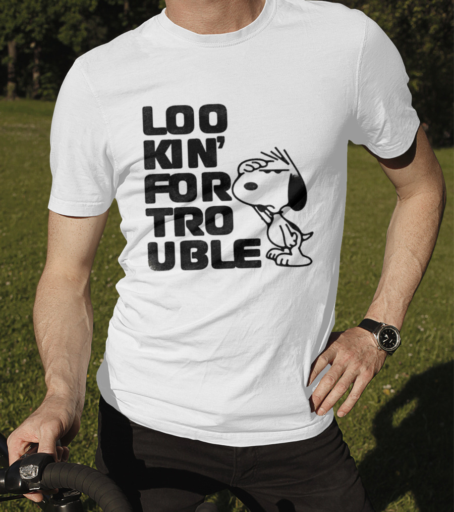Peanuts Snoopy Lookin' For Trouble Hand Over Eye Distressed T-Shirt