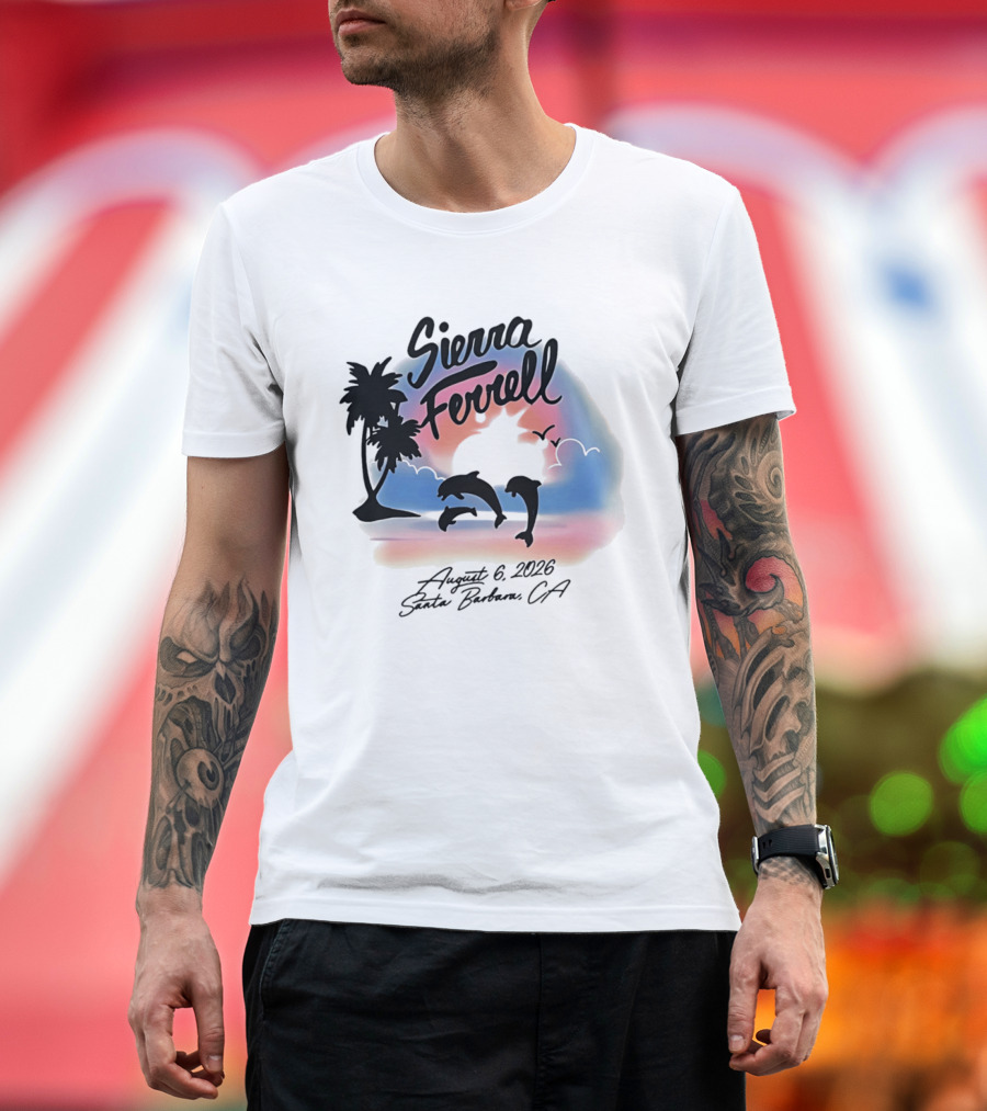 Sierra Ferrell August 6 2023 Santa Barbara CA Dolphins And Palm Trees T-Shirt