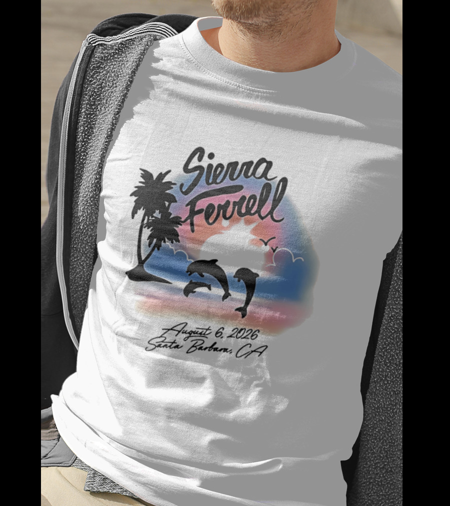 Sierra Ferrell August 6 2023 Santa Barbara CA Dolphins And Palm Trees T-Shirt
