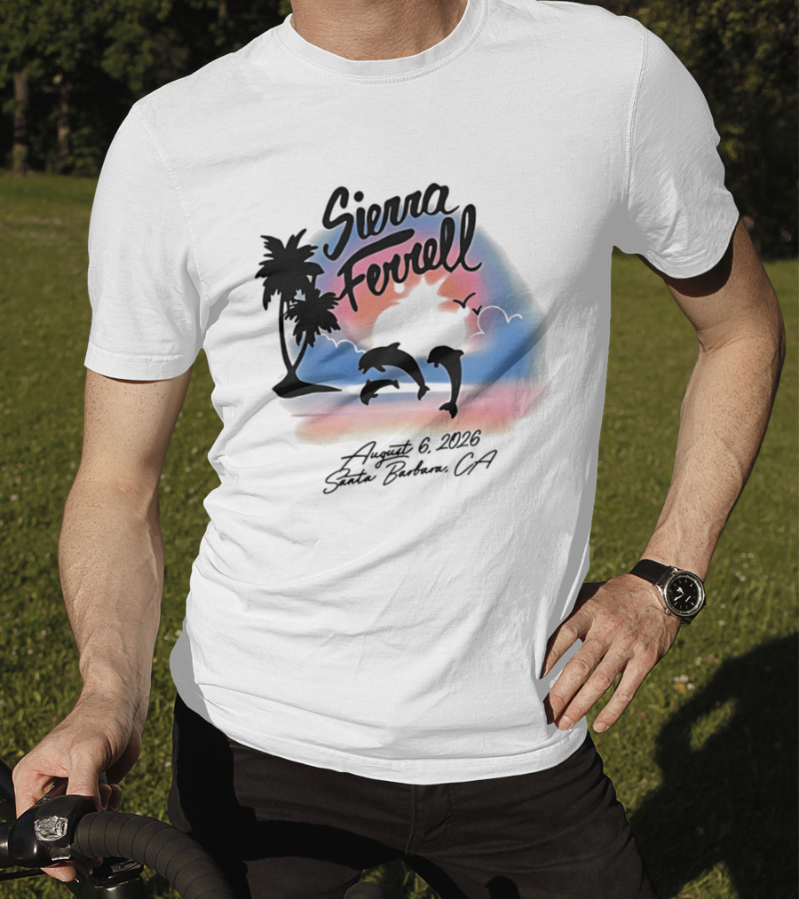 Sierra Ferrell August 6 2023 Santa Barbara CA Dolphins And Palm Trees T-Shirt