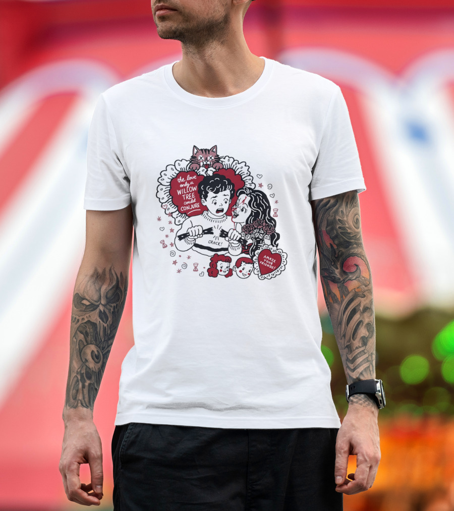 The Love Only A Willow Tree Could Conjure Crack Heartbreak Roses Cat T-Shirt