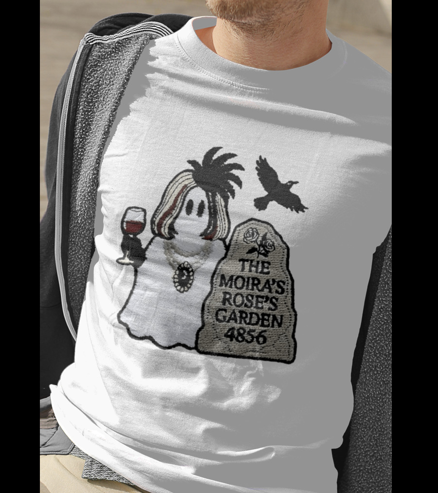 The Moira's Rose's Garden Ghost Wine Glass Tombstone Crow 4836 Wig T-Shirt