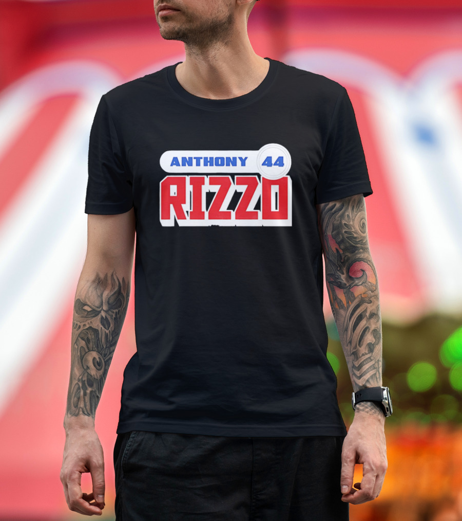 Anthony Rizzo 44 Red Blue Block Jersey Number T-Shirt