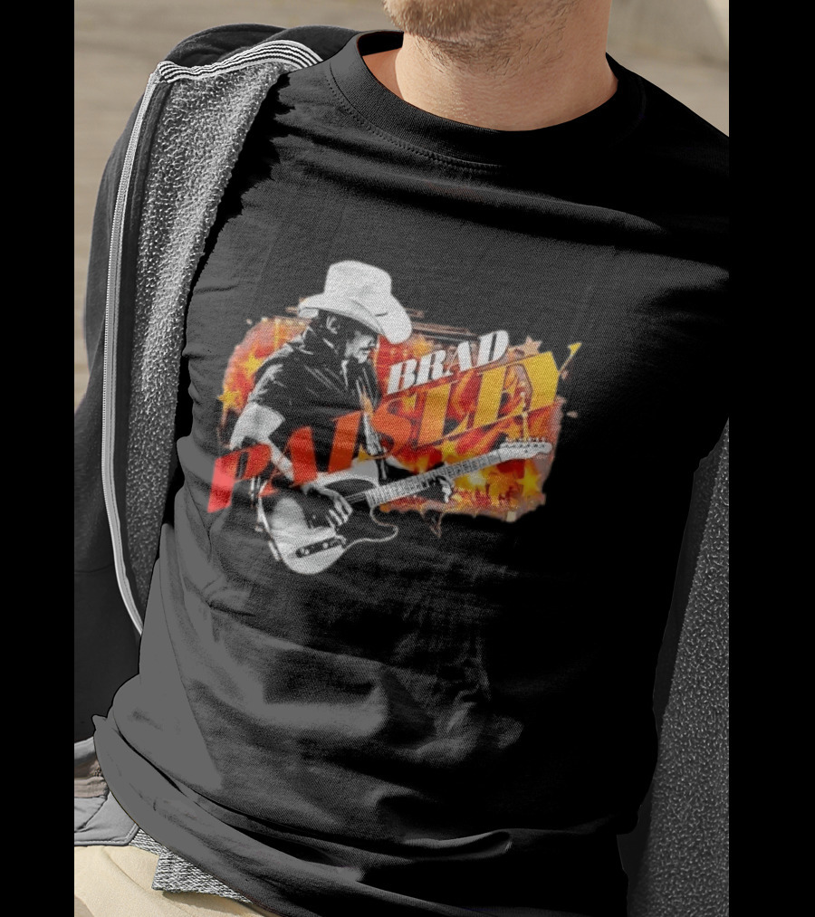 Brad Paisley Cowboy Hat Electric Guitar Musician Scene T-Shirt
