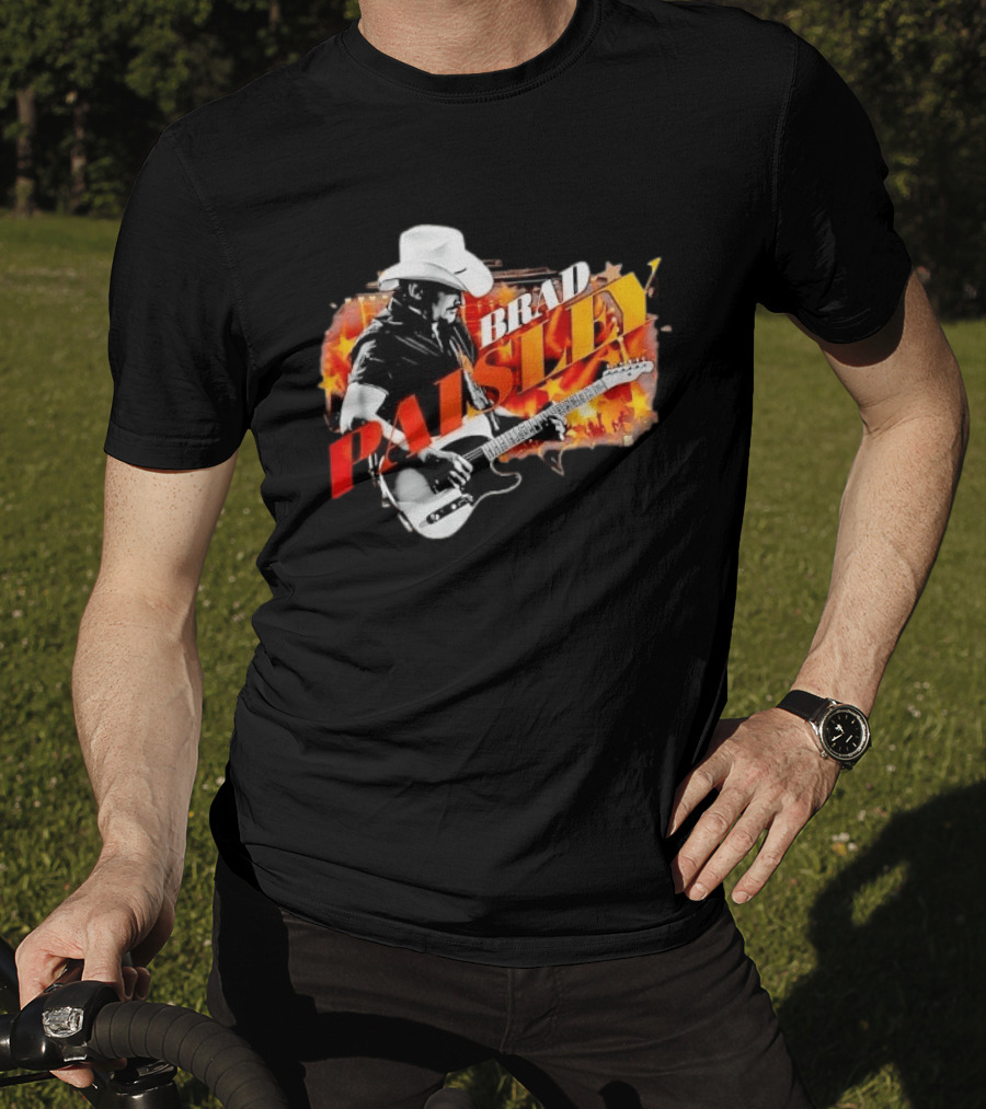 Brad Paisley Cowboy Hat Electric Guitar Musician Scene T-Shirt
