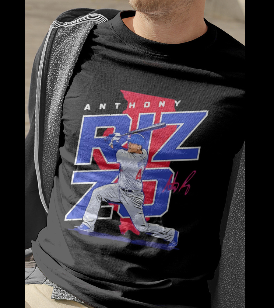 Anthony Rizzo 44 Chicago Cubs Batting Illinois Map T-Shirt