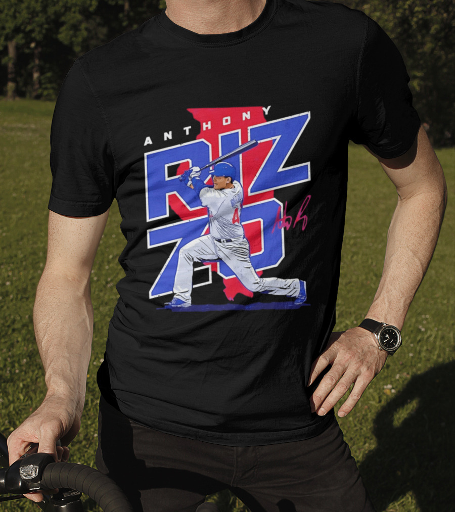 Anthony Rizzo 44 Chicago Cubs Batting Illinois Map T-Shirt